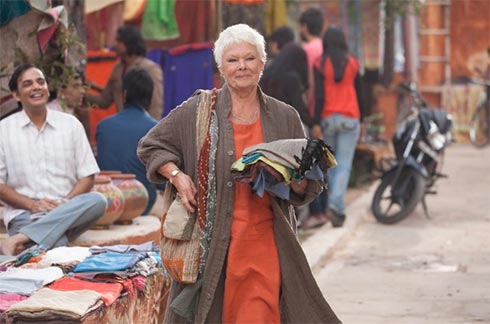 Judi Dench on a street in India