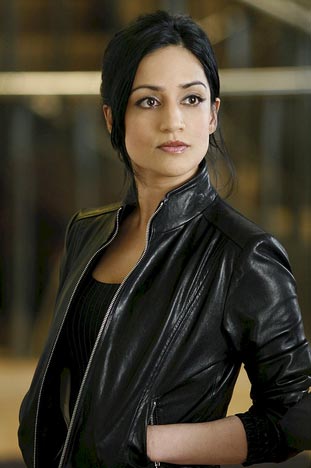Kalinda in her leather jacket