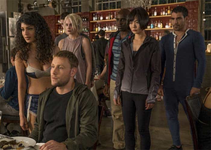 Doona Bae, Max Riemelt, Miguel Ángel Silvestre, Tuppence Middleton, Tina Desai, and Toby Onwumere in Sense8
