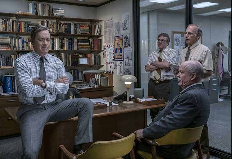 Tom Hanks, David Cross, Bob Odenkirk, and John Rue in The Post