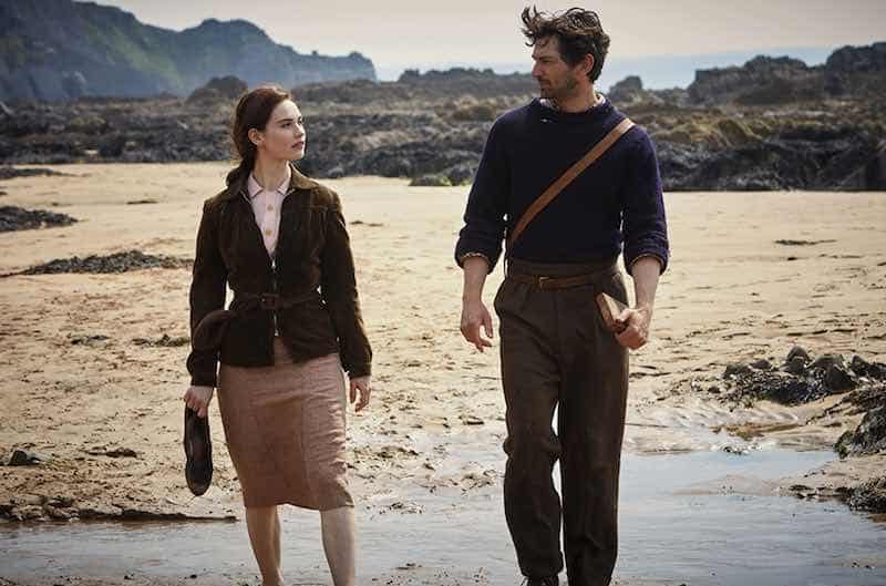 Lily James and Michiel Huisman in The Guernsey Literary and Potato Peel Pie Society