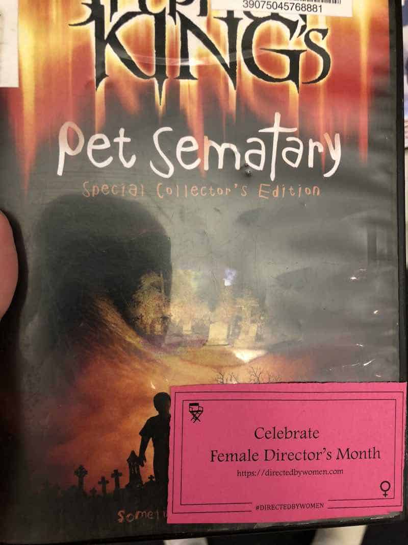 Celebrate female directors month sticker on a DVD of "Pet Sematary"