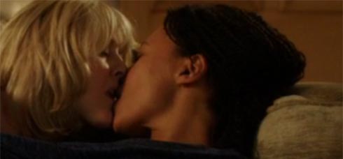 Caroline and Kate kissing
