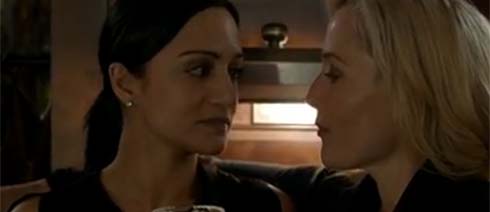 Archie Panjabi and Gillian Anderson in a scene from The Fall