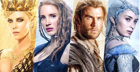 Charlize Theron, Jessica Chastain, Chris Hemsworth and Emily Blunt from The Huntsman Winter War posters