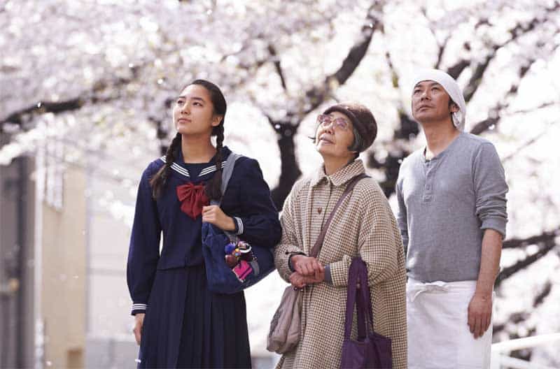 Kirin Kiki, Masatoshi Nagase, and Kyara Uchida in Sweet Bean