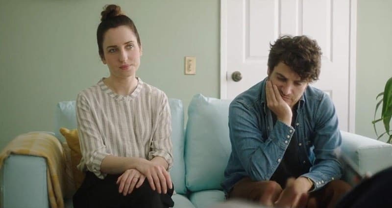 Zoe Lister-Jones and Adam Pally in Band Aid