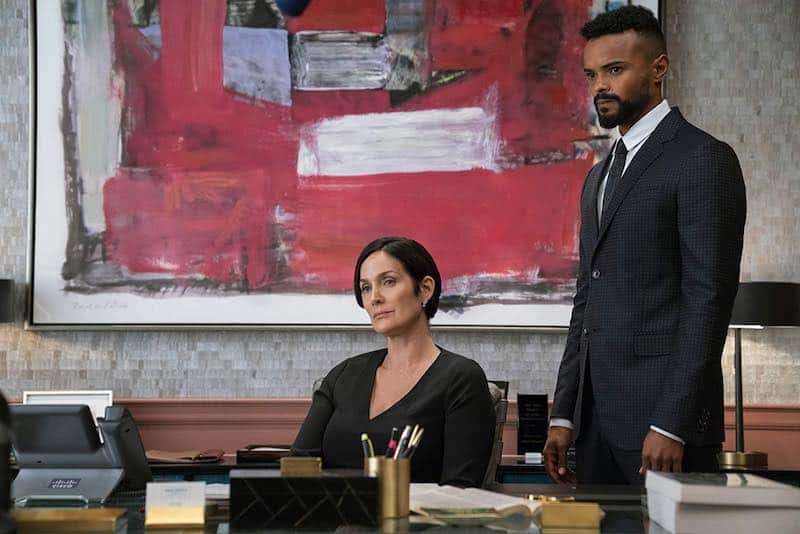 Carrie-Anne Moss and Eka Darville in Jessica Jones