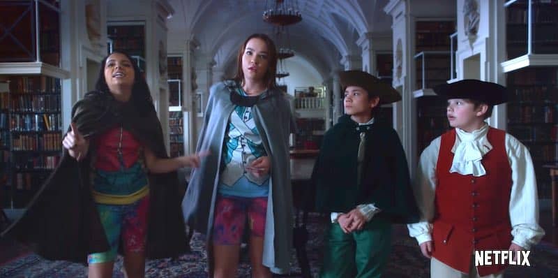 Cree Cicchino, Sadie Stanley, Lucas Jaye and Maxwell Simkins in The Sleepover