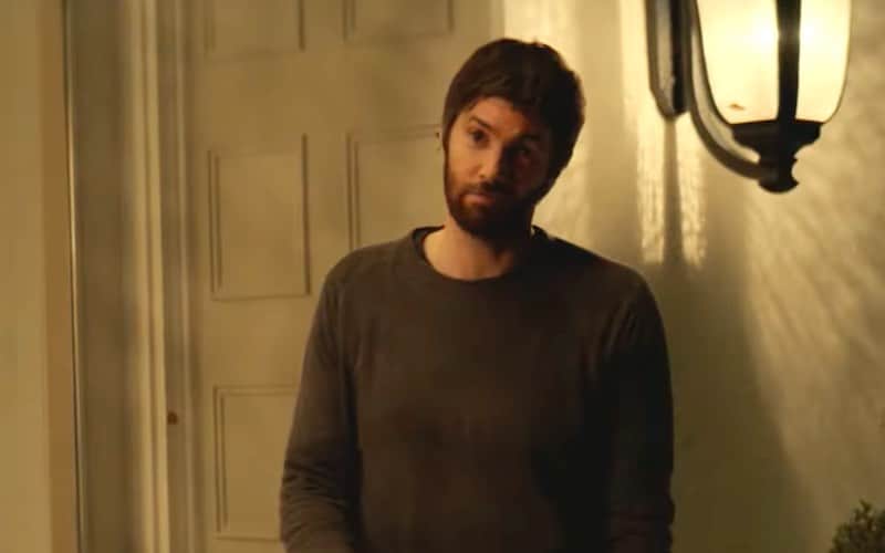 Jim Sturgess meets June outside the door of the Airbnb in Alone Together