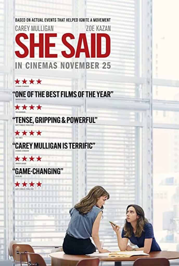 Carey Mulligan and Zoe Kazan on the poster for She Said