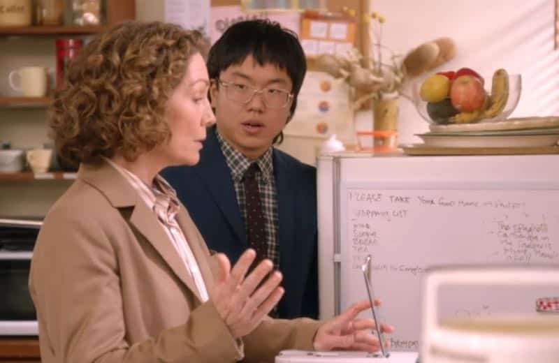 Kitty Flanagan and Aaron Chen in Fisk 