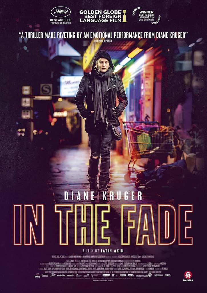Diane Kruger on a dark city street in the poster for In the Fade