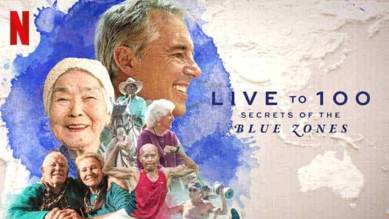 Dan Buettner in a collage of some of the people near or over 100 in the blue zones